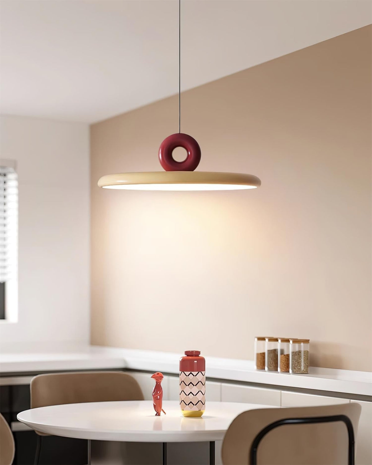 Pendant Lamp Disc with Loop Detail Ambient Minimalist-Neutral Decor