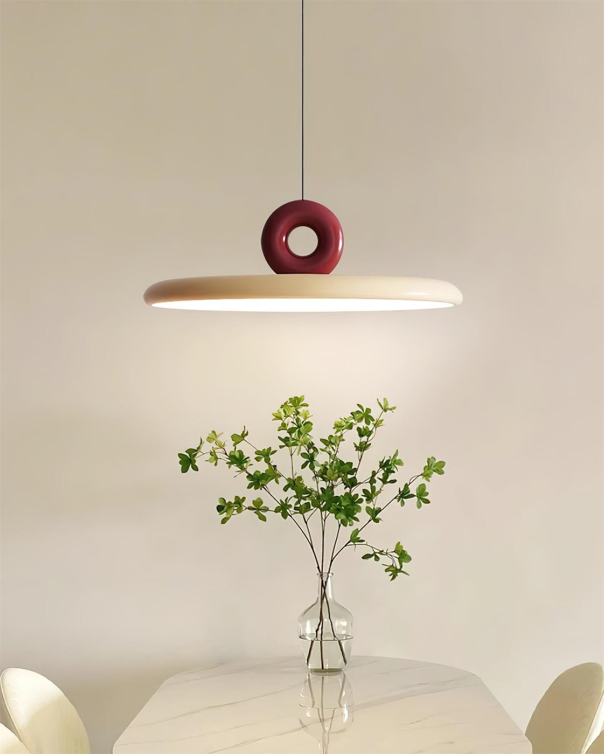 Pendant Lamp Disc with Loop Detail Ambient Minimalist-Neutral Decor