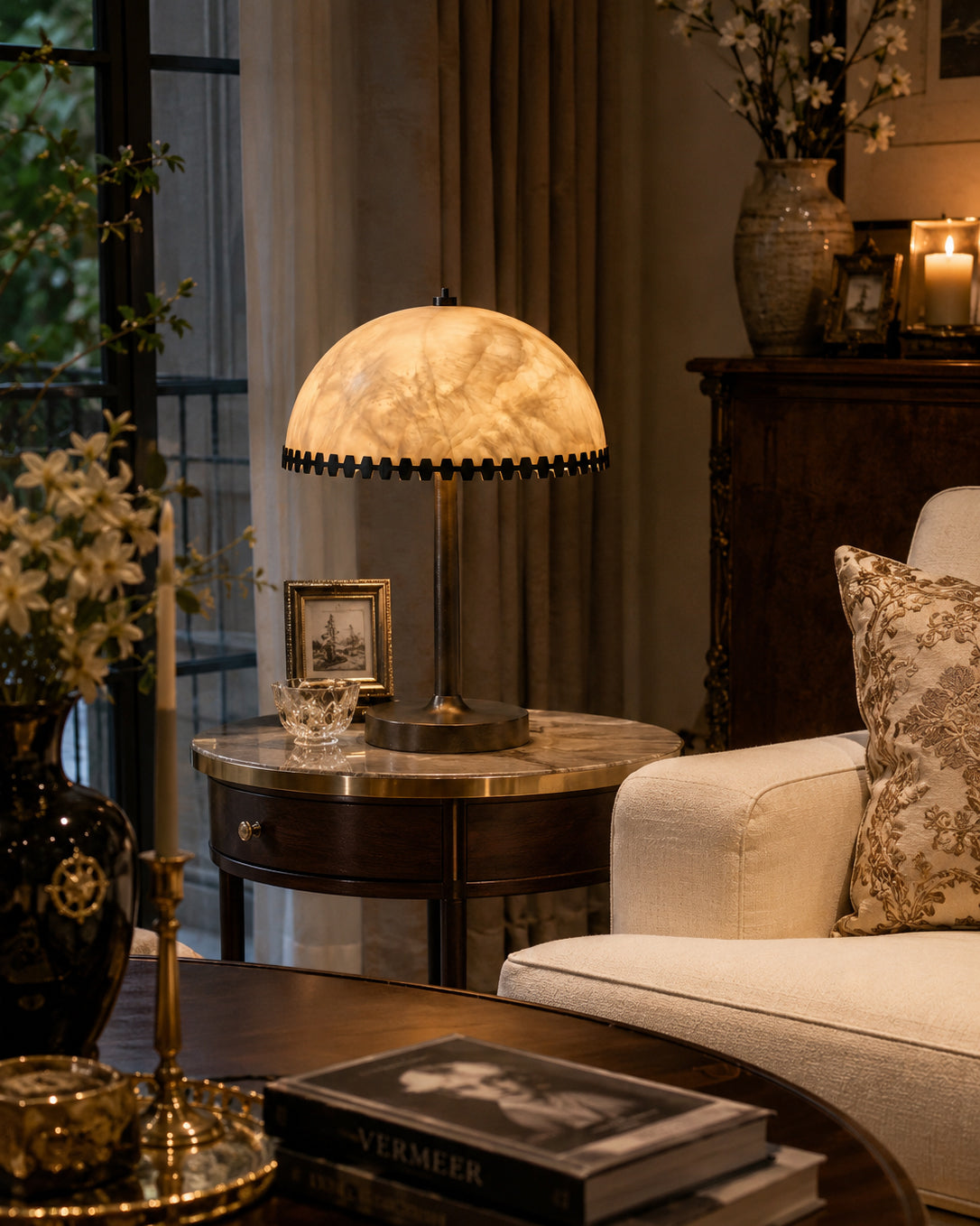 Bronson table lamp in a contemporary entryway setting.