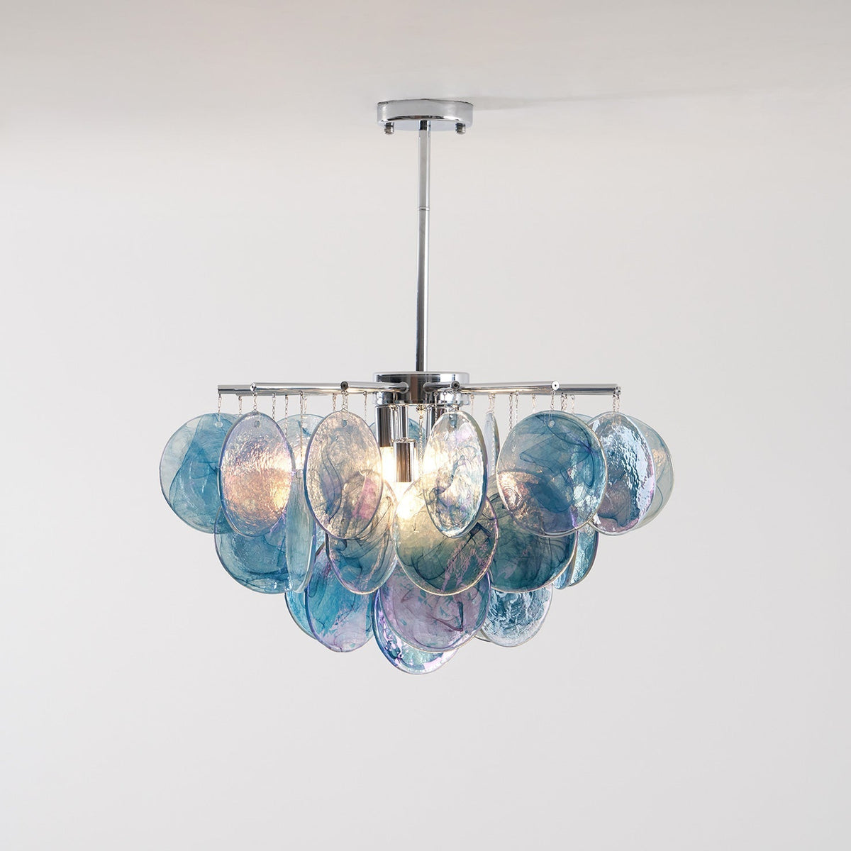 The Camisa Glass Chandelier from a high angle.