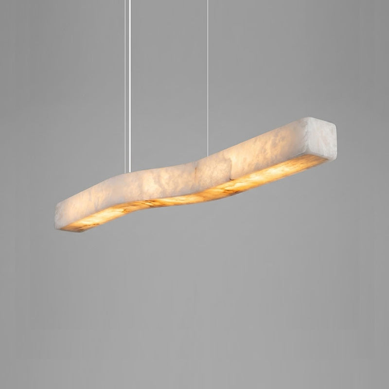 Close-up of the ceiling mount and suspension rod for the Camur chandelier.