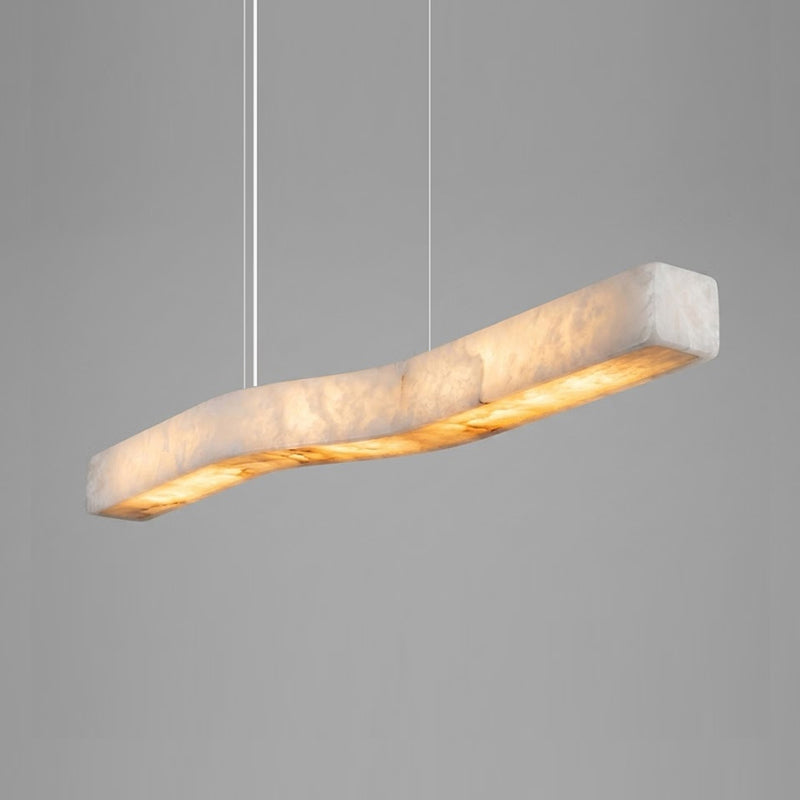 Dimension diagram for the long Camur chandelier.