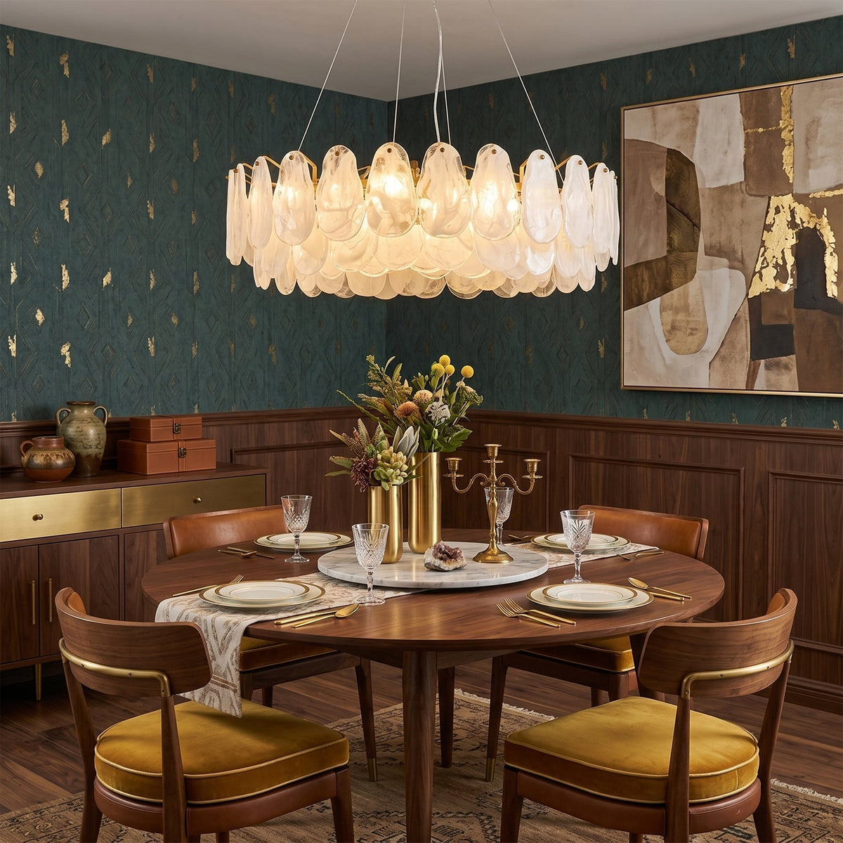 The Dia 60 cm version of the Leon Cloud Glass Chandelier.
