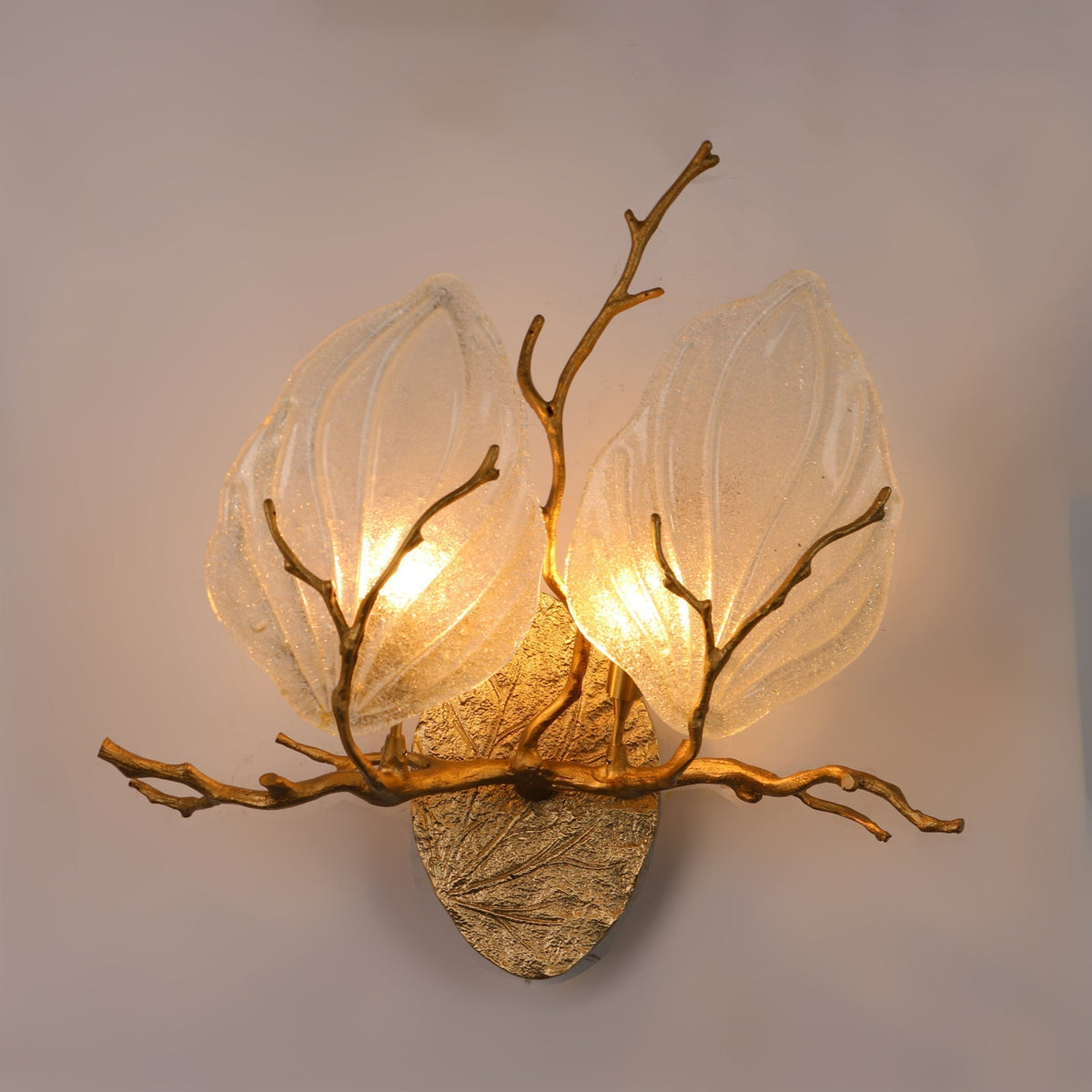 Dimension diagram for the Magnolia Leaf Branch Brass Sconce.