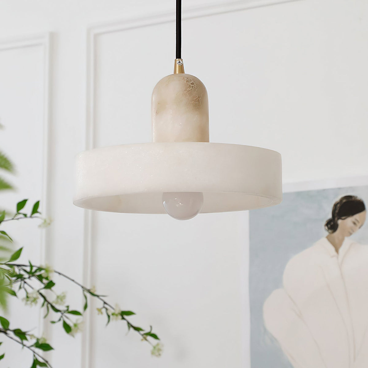 Luste Disc Orb Alabaster Pendant Light-Neutral Decor