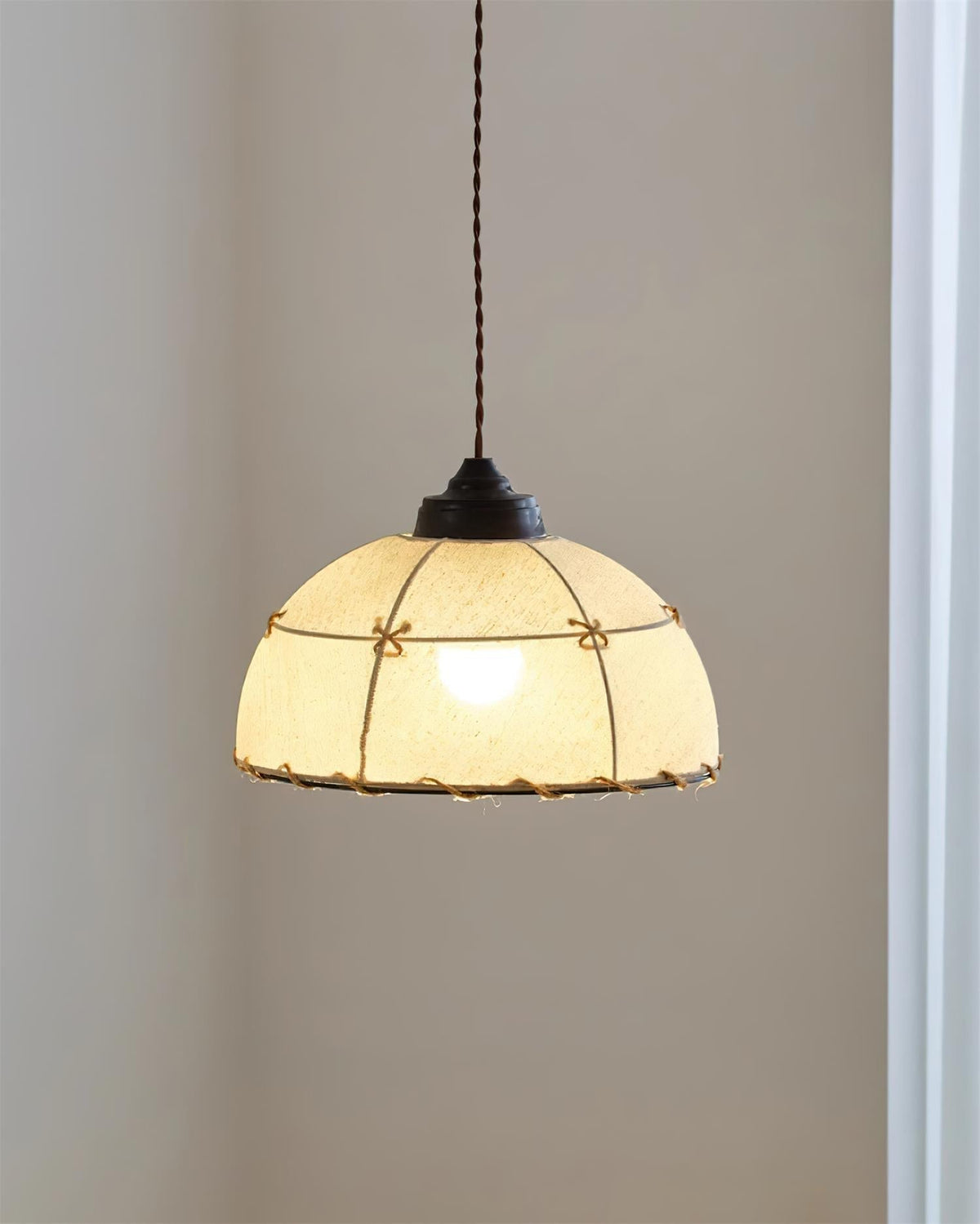 Pendant Light Fabric Dome Shade Vintage Minimalist Soft Glow-Neutral Decor
