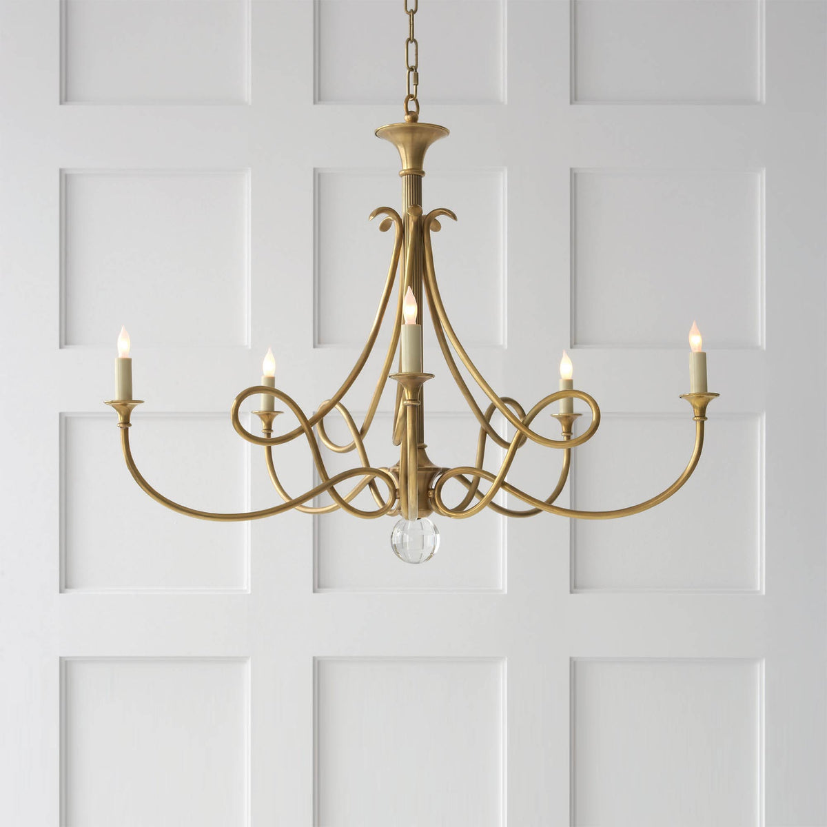 Adreva Lustre Laiton Double Torsion Candelier Cristal