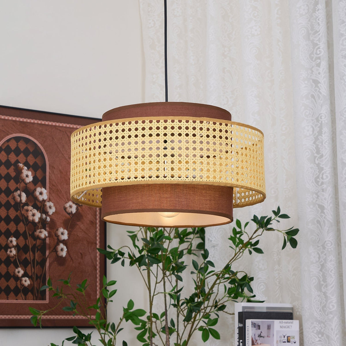 Nively Suspension Rattan Tissu-Cielum