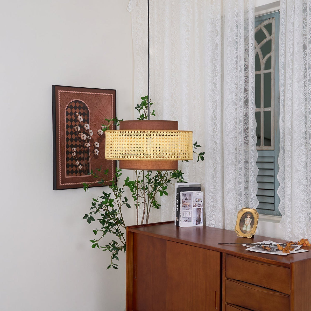 Nively Suspension Rattan Tissu-Cielum