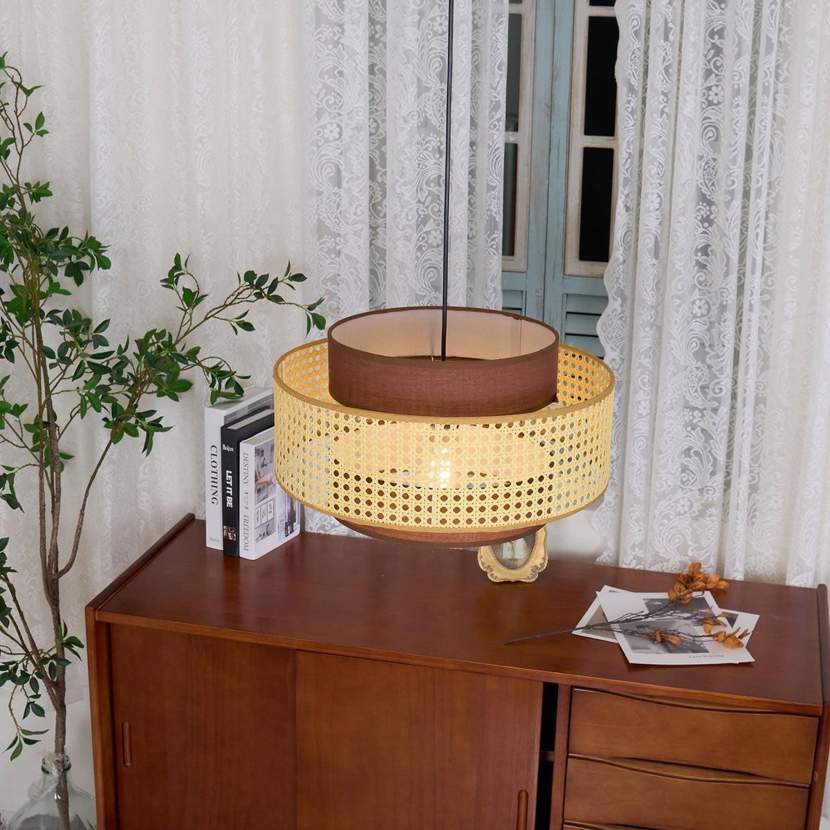Nively Suspension Rattan Tissu-Cielum