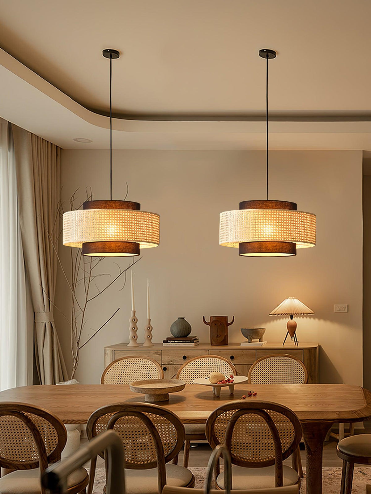 Nively Suspension Rattan Tissu-Cielum