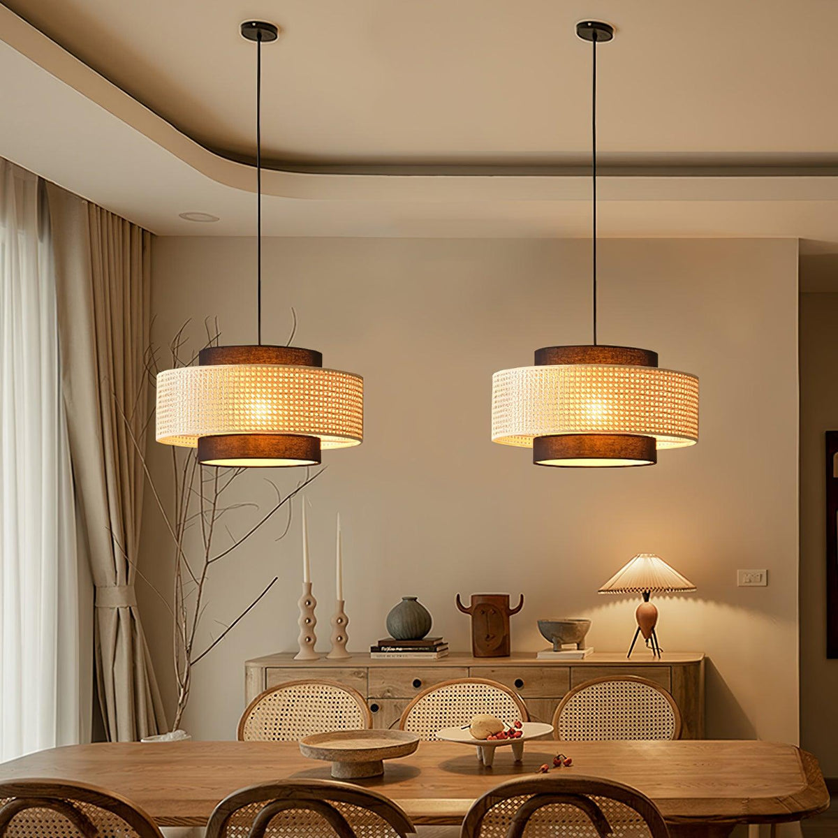 Nively Suspension Rattan Tissu-Cielum