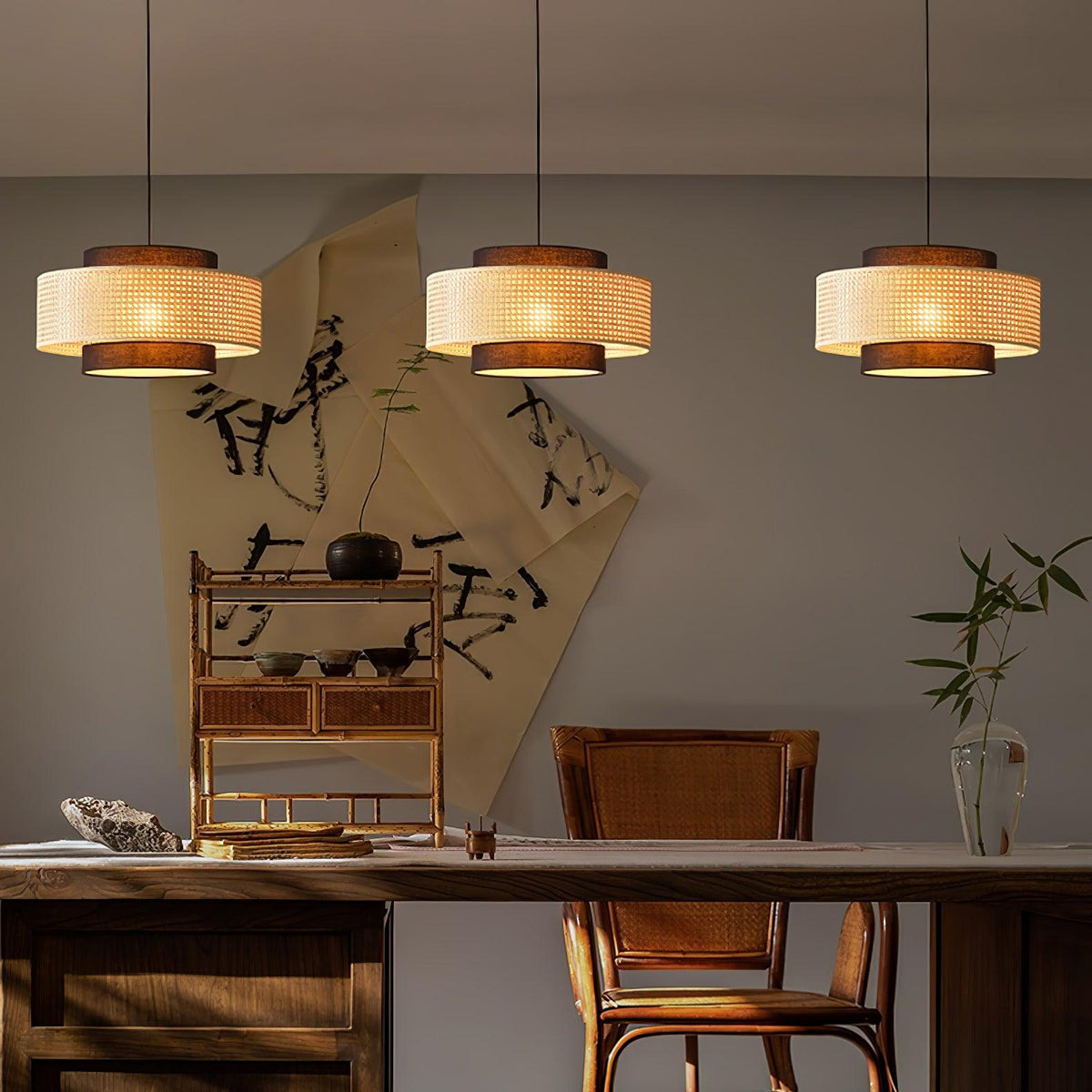 Nively Suspension Rattan Tissu-Cielum