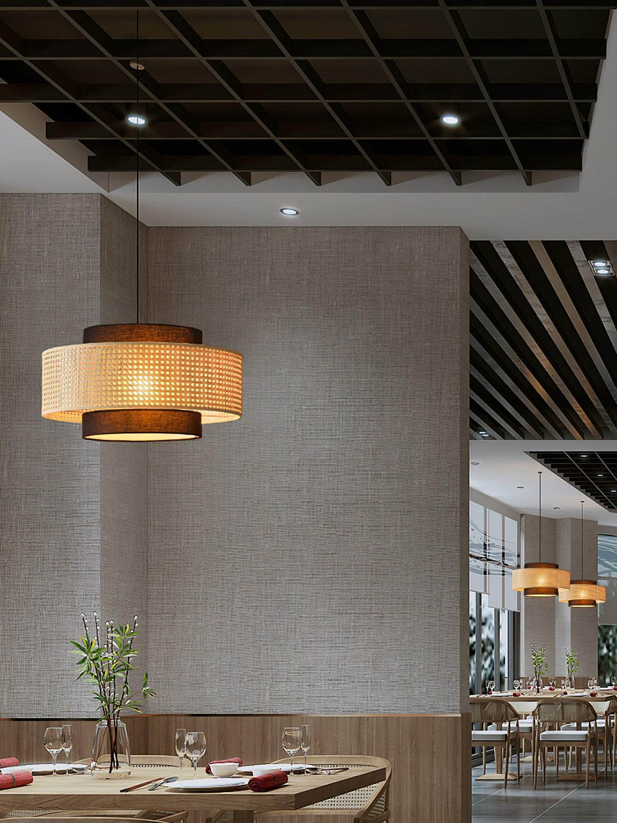 Nively Suspension Rattan Tissu-Cielum