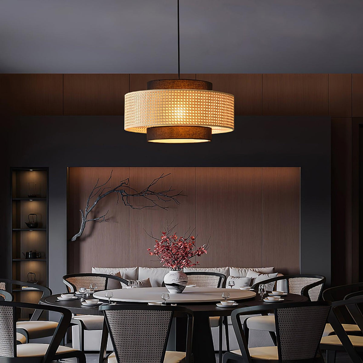 Nively Suspension Rattan Tissu-Cielum