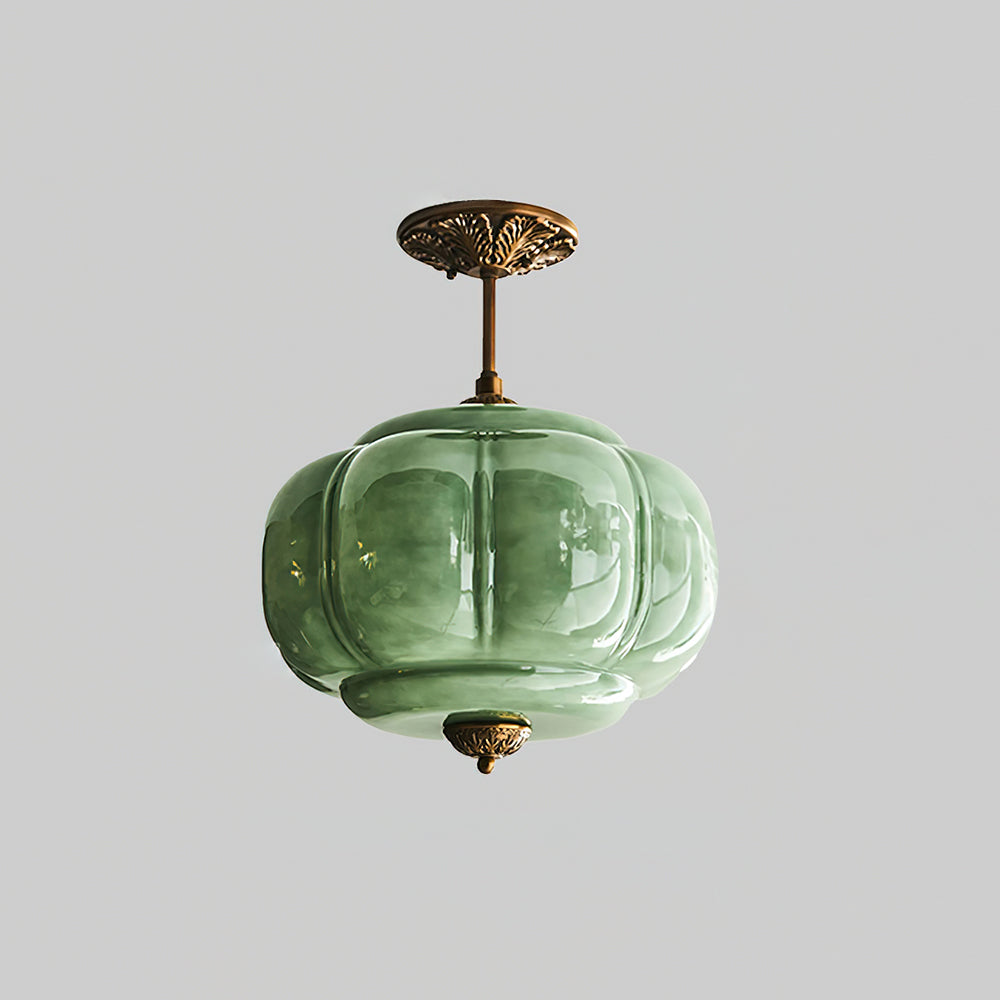 Eldio Green Glass Semi Flush Mount Light-Neutral Decor