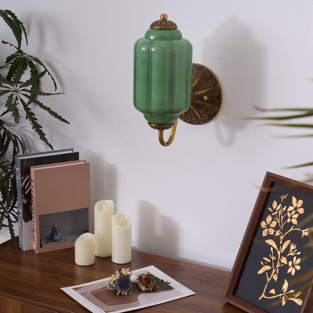 Melvane Vintage Pink Glass Wall Sconce-Neutral Decor