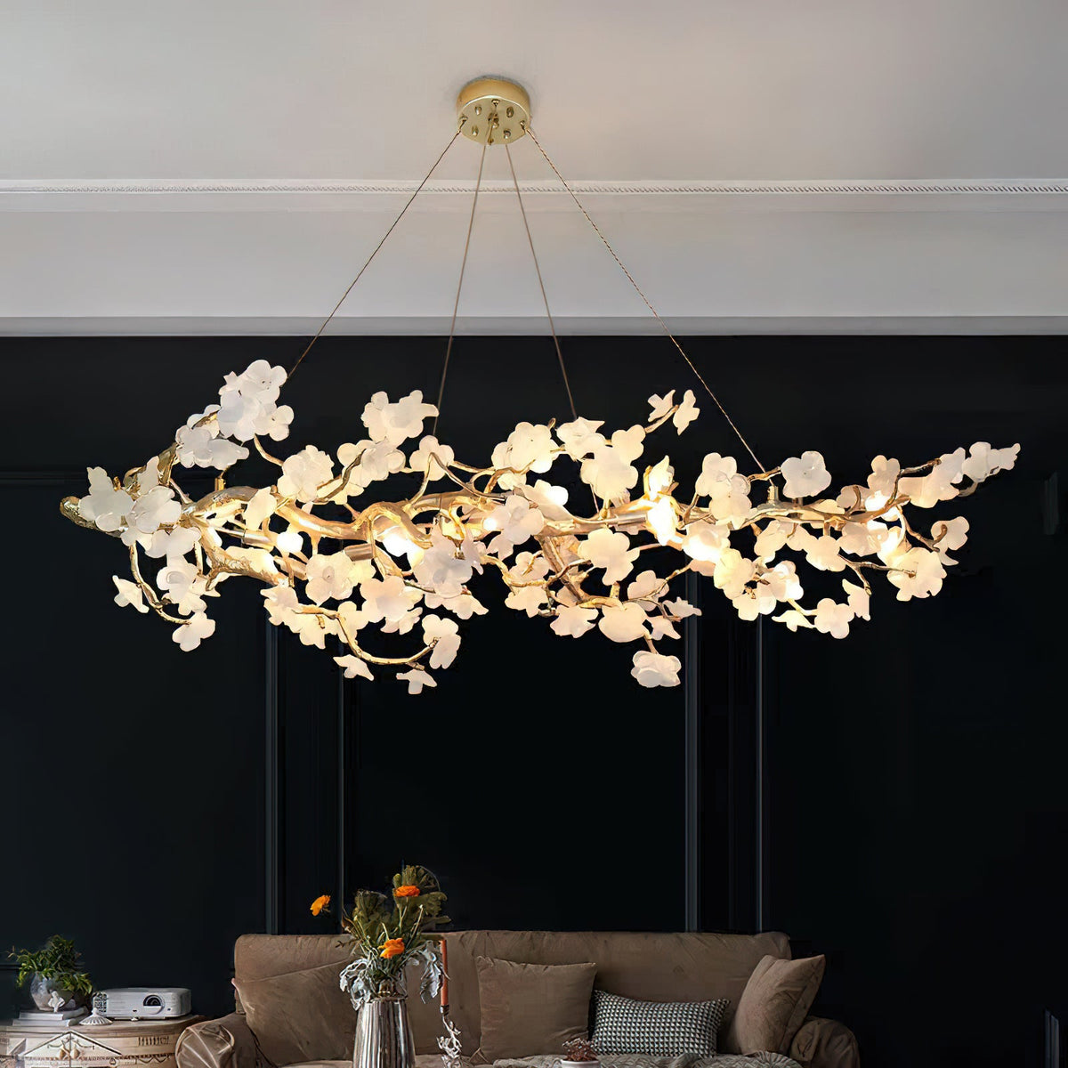 Farringstone Lustre Linéaire Sculptural À Fleurs