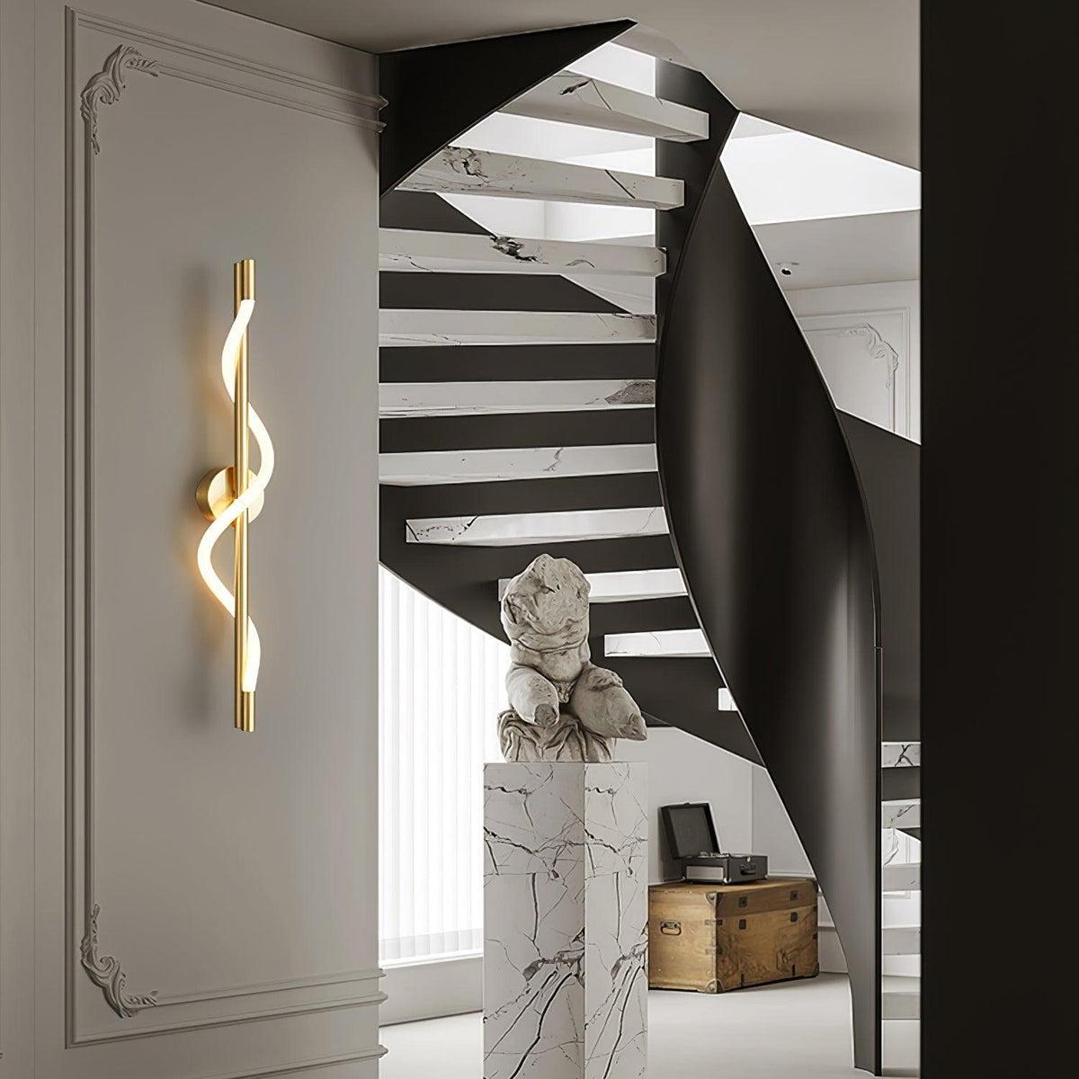 Laxi Applique murale sculpturale en laiton et silicone-Cielum