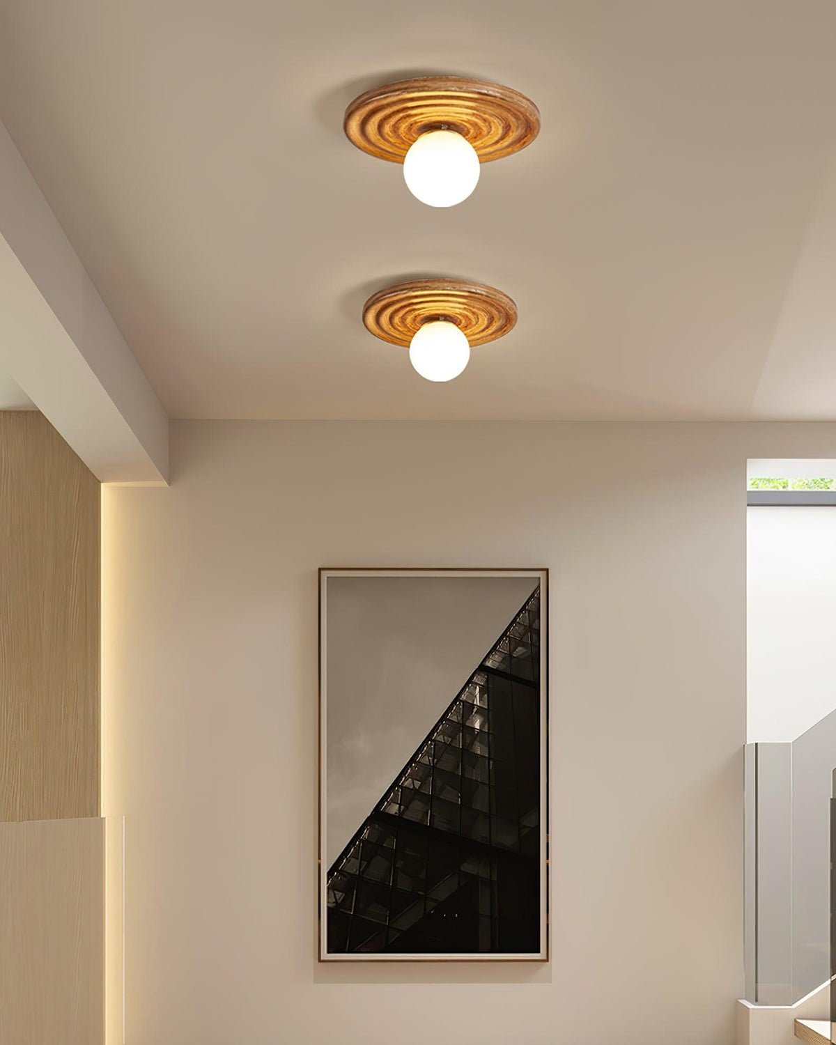 Ceiling Light Metal Body Resin Rippled Canopy Organic Minimalist-Neutral Decor