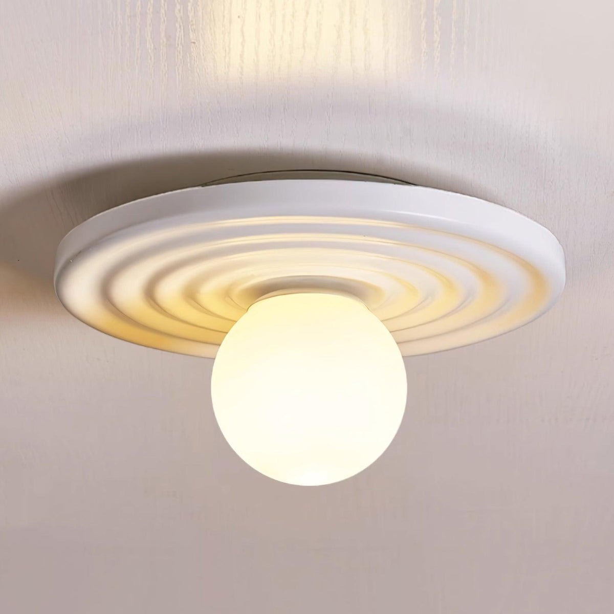 Ceiling Light Metal Body Resin Rippled Canopy Organic Minimalist-Neutral Decor