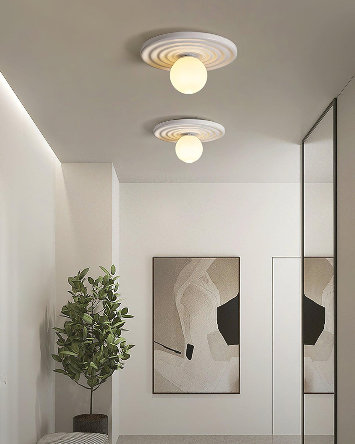 Ceiling Light Metal Body Resin Rippled Canopy Organic Minimalist-Neutral Decor
