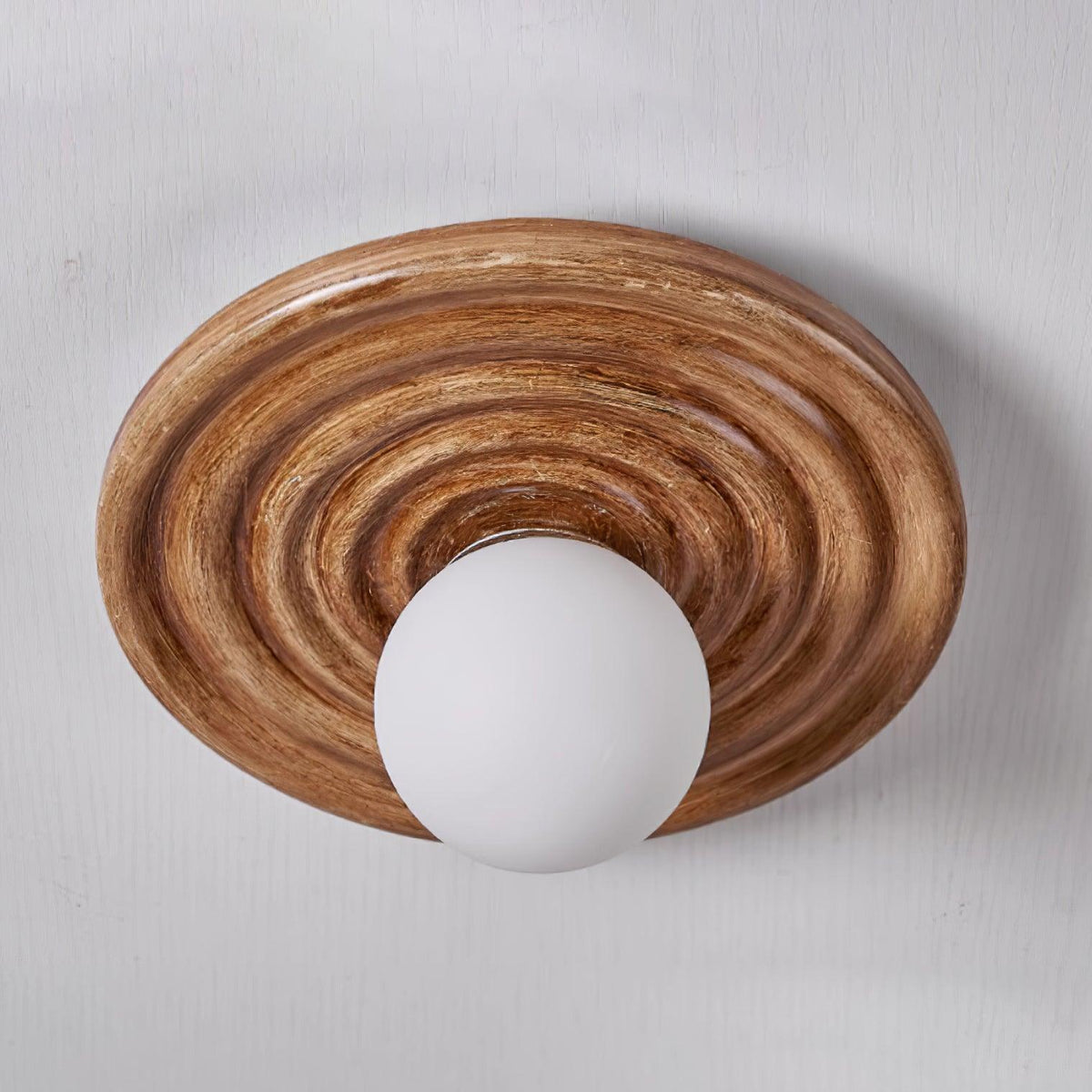 Ceiling Light Metal Body Resin Rippled Canopy Organic Minimalist-Neutral Decor