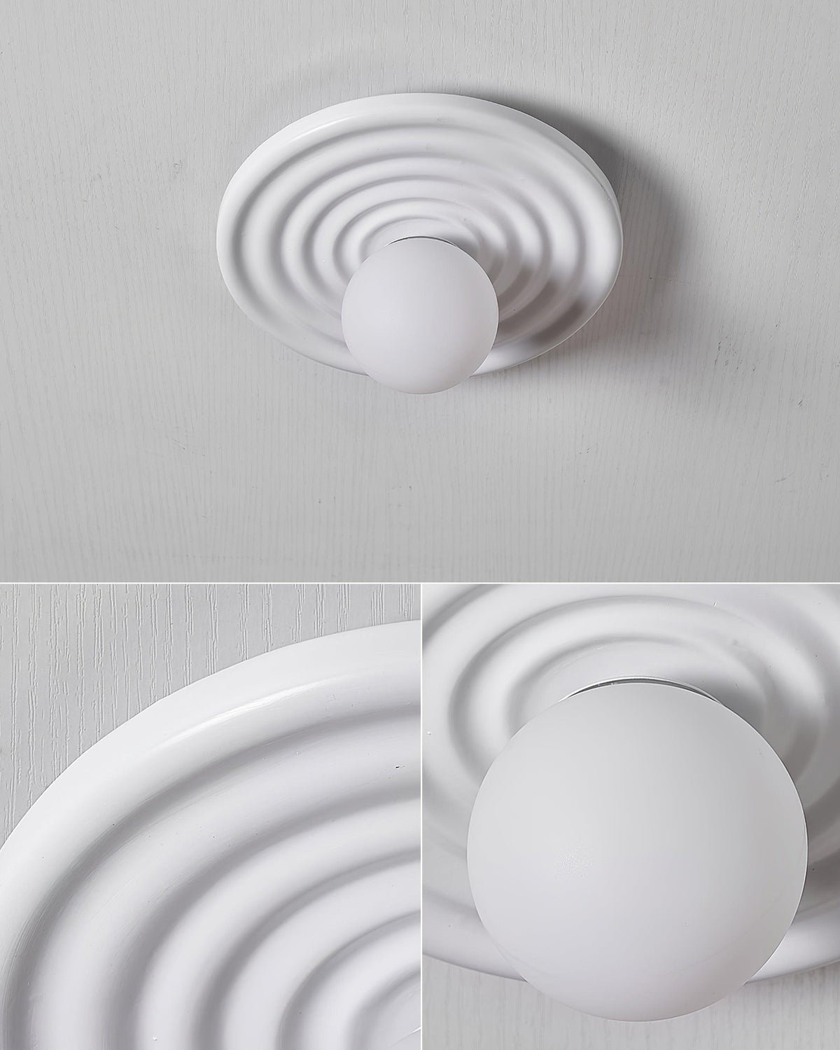 Ceiling Light Metal Body Resin Rippled Canopy Organic Minimalist-Neutral Decor