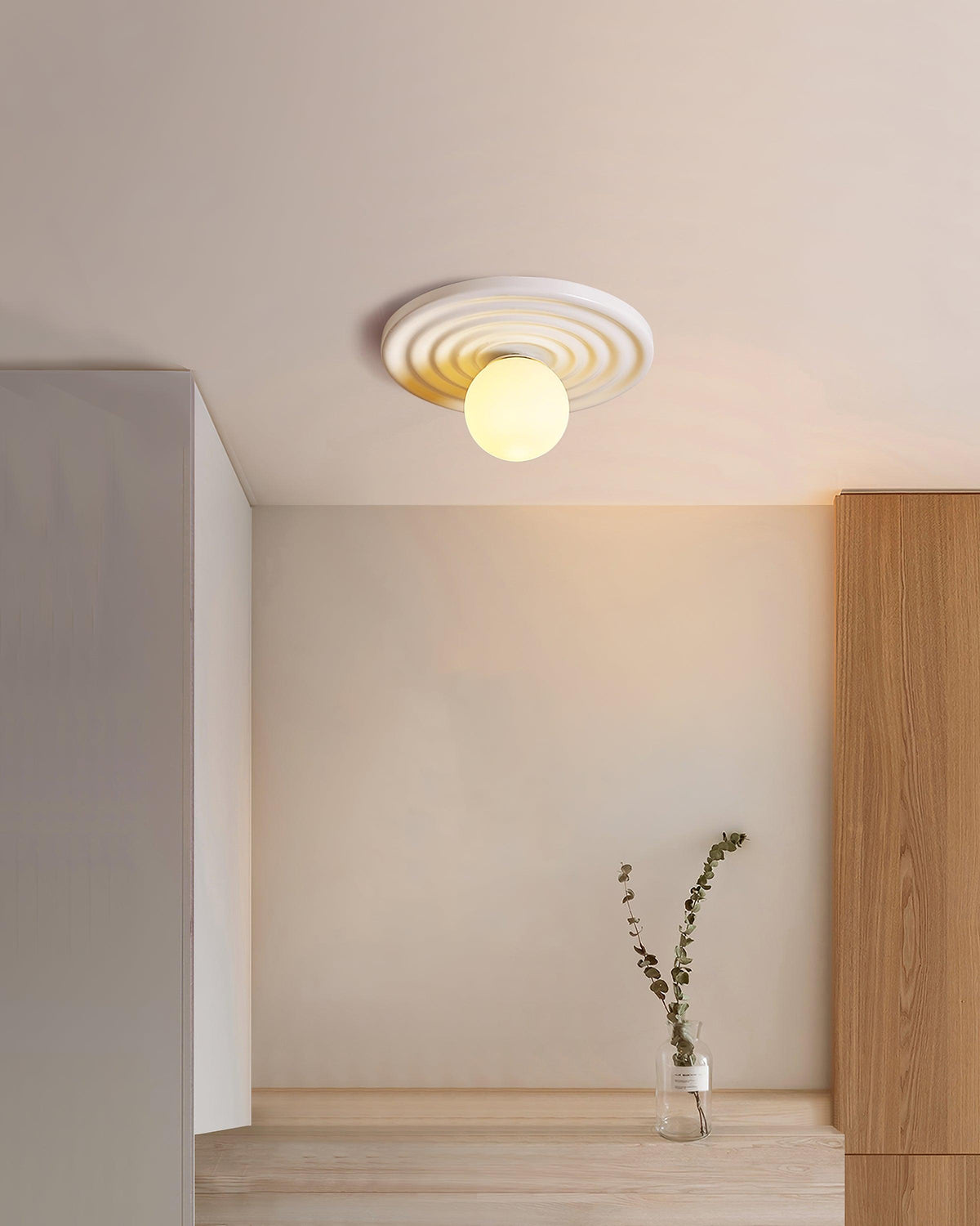 Ceiling Light Metal Body Resin Rippled Canopy Organic Minimalist-Neutral Decor