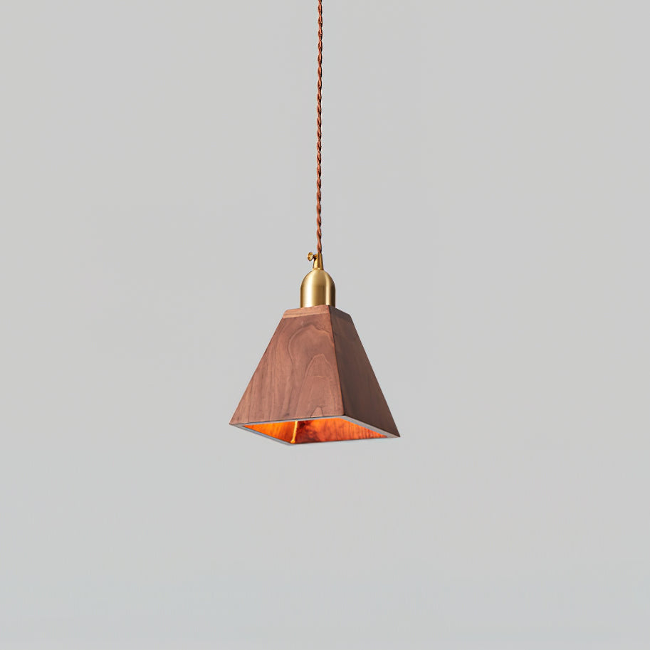 Wood Pendant Lamp Assorted Shapes in Solid Wood and Brass-Neutral Decor