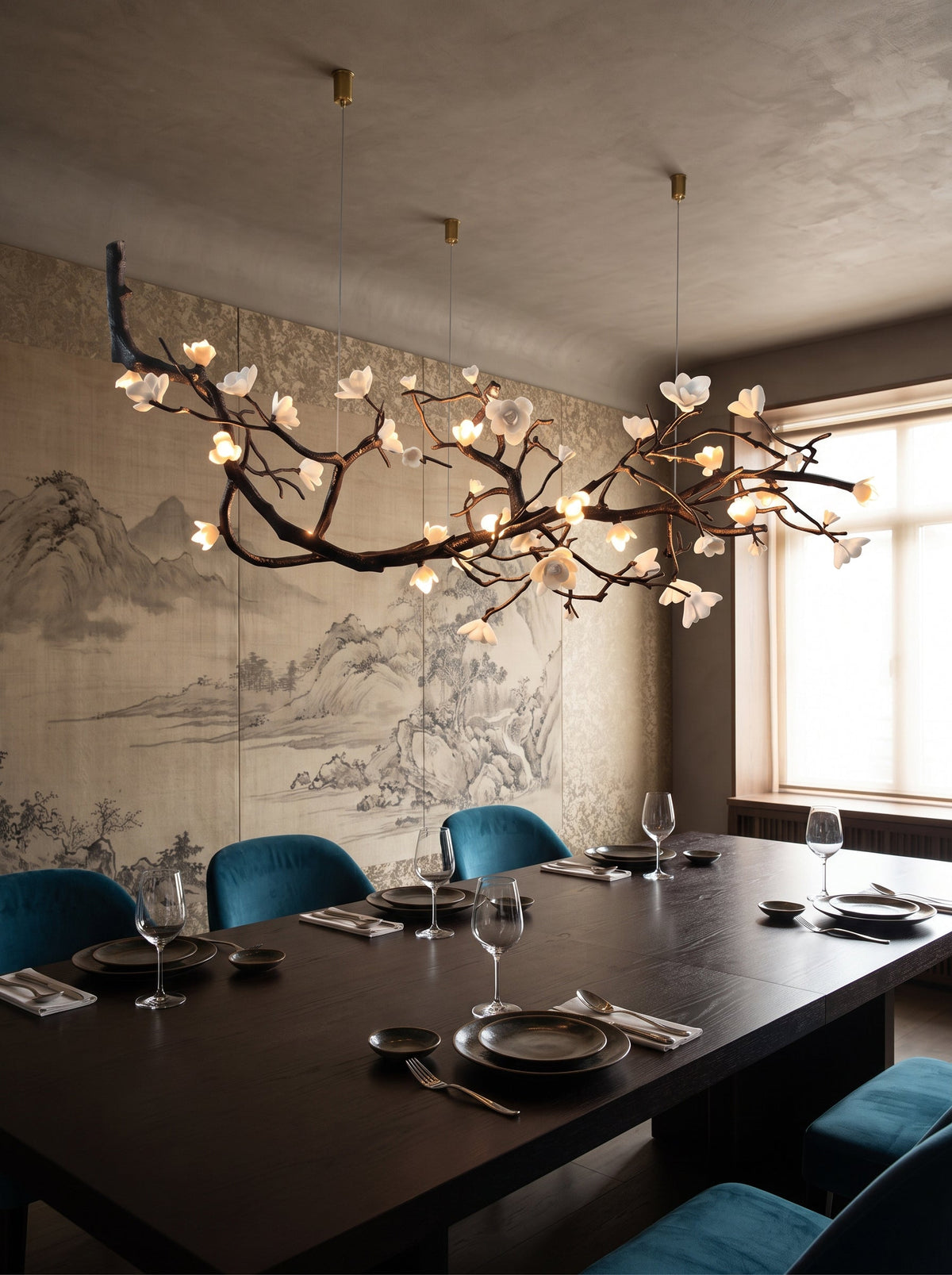 Keldenford Lustre À Branches Et Fleurs En Porcelaine