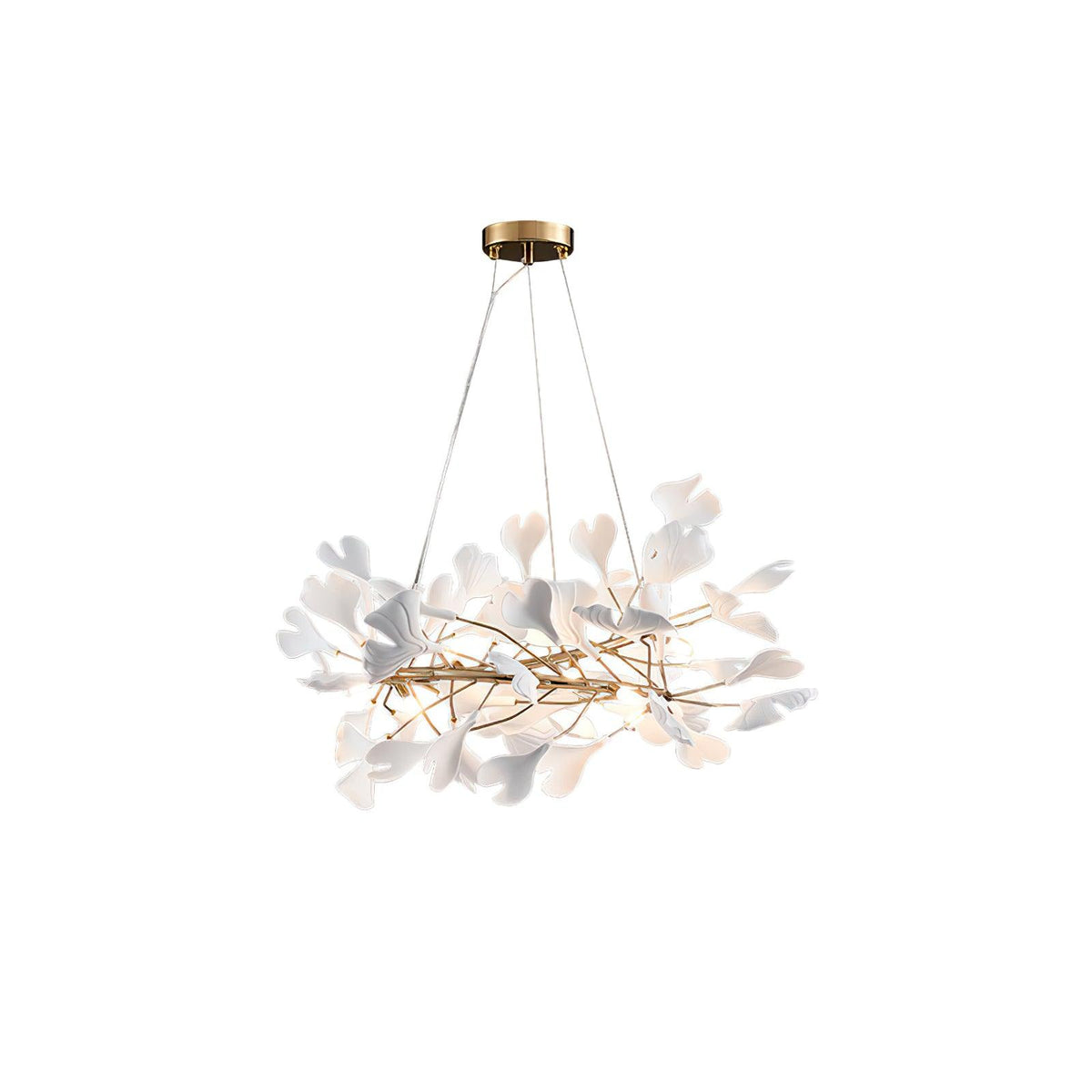 Chandelier White Ceramic Ginkgo Petals U-Neutral Decor