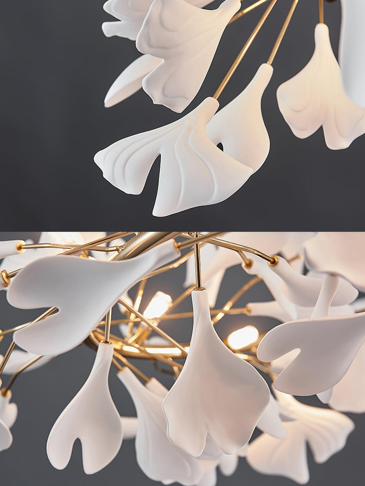 Chandelier White Ceramic Ginkgo Petals U-Neutral Decor