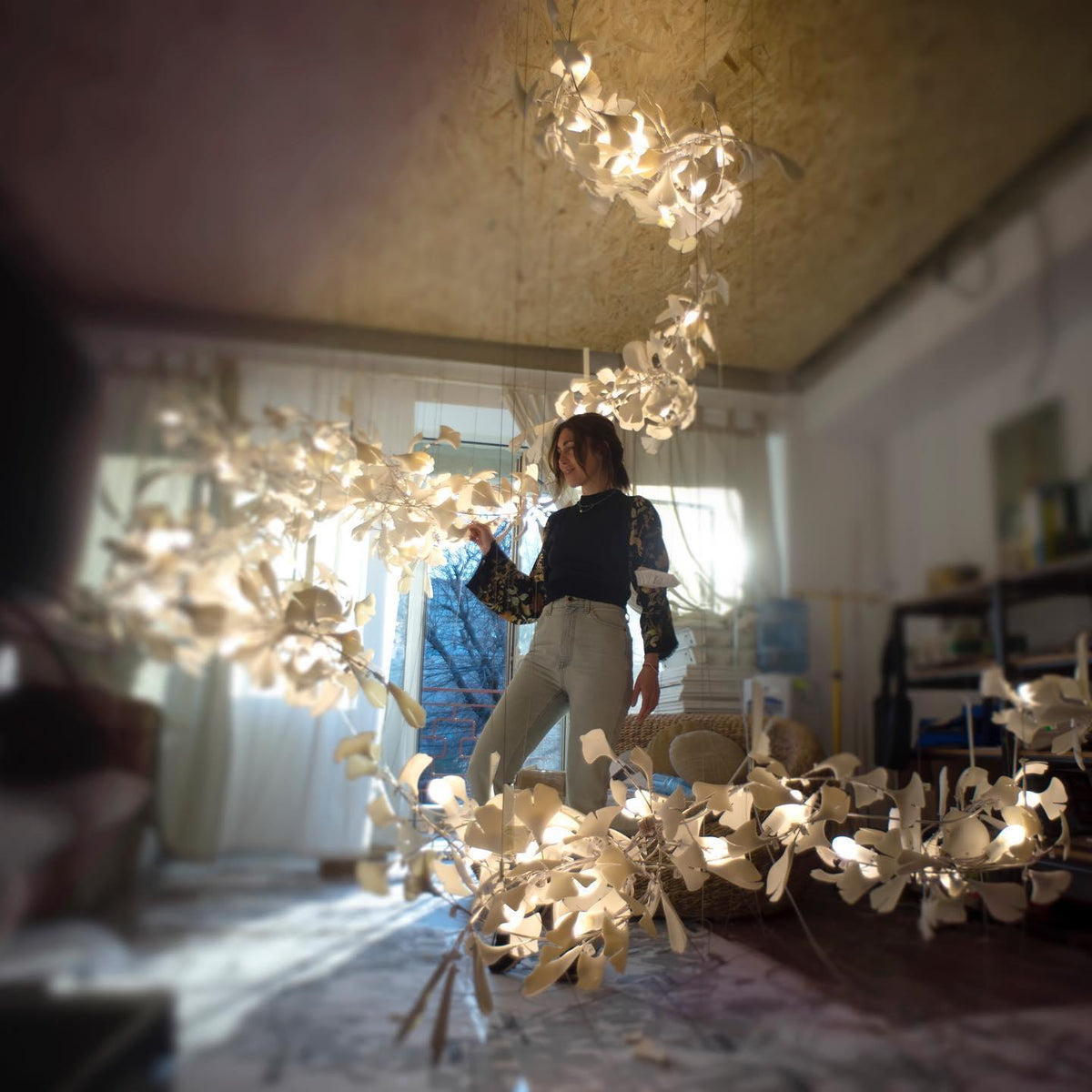 Elysia Floral Canopy Chandelier-Neutral Decor