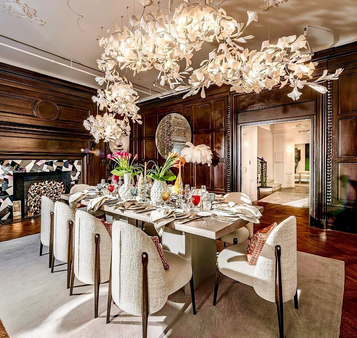Elysia Floral Canopy Chandelier-Neutral Decor