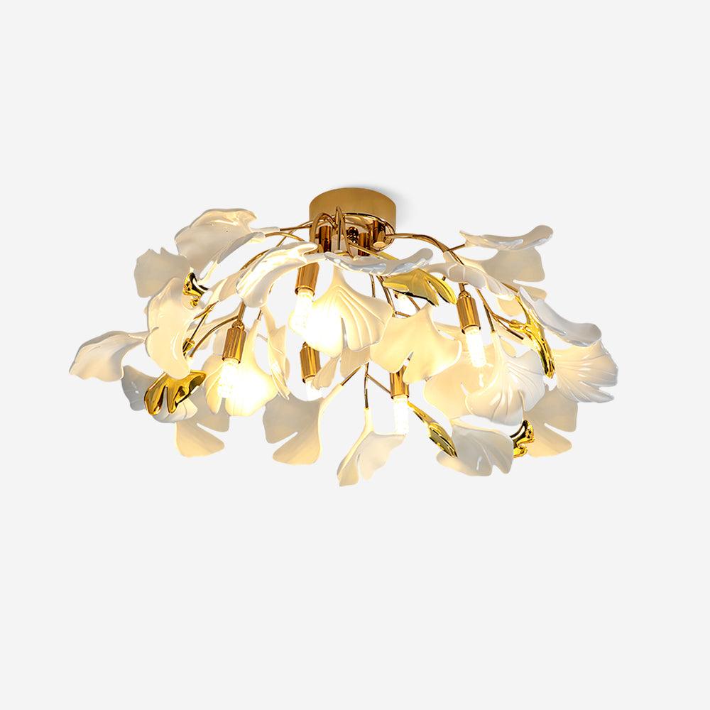 Ginkgo Plafonnier en Verre avec Finition Dorée