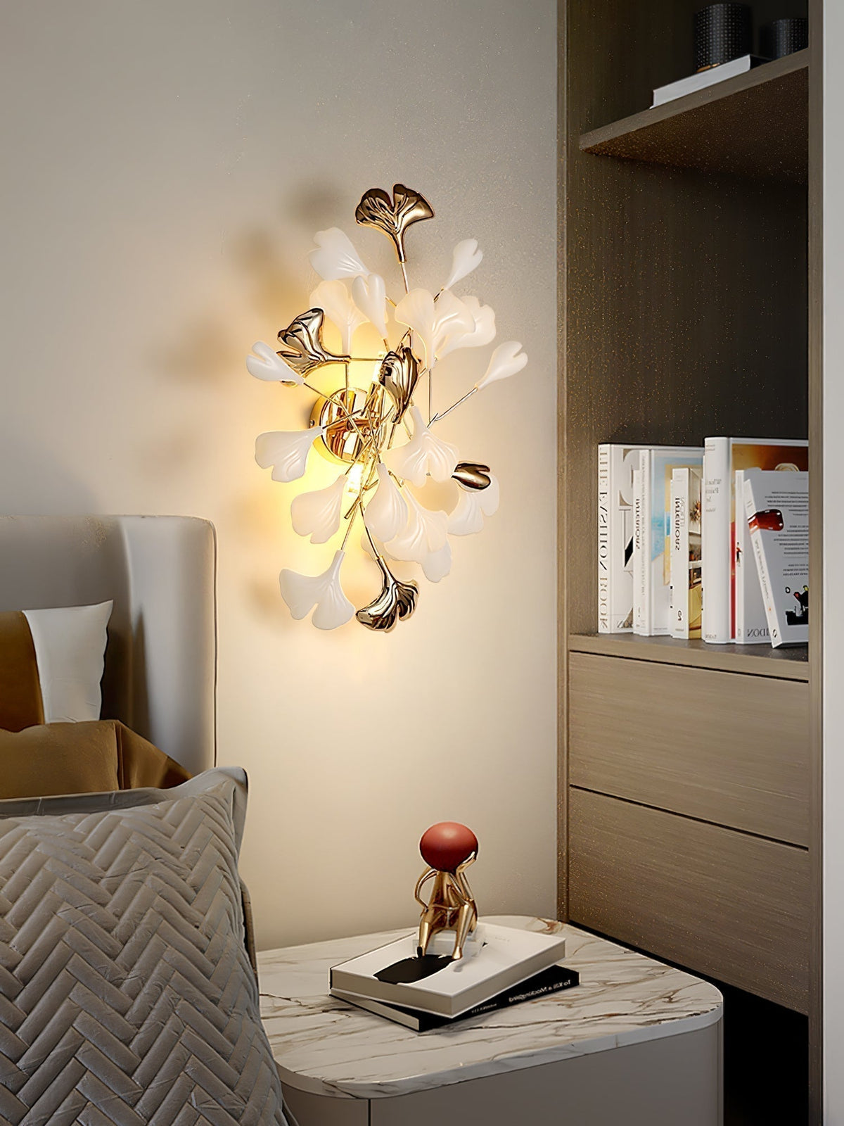 Teven Applique Murale Postmoderne Luxe Gingko Céramique-Cielum