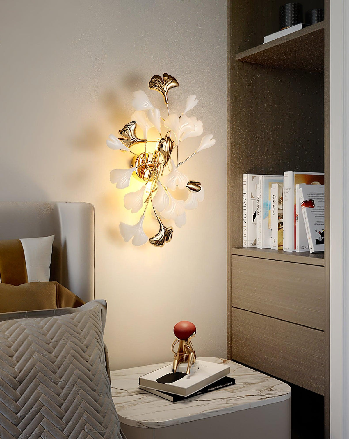Teven Applique Murale Postmoderne Luxe Gingko Céramique-Cielum