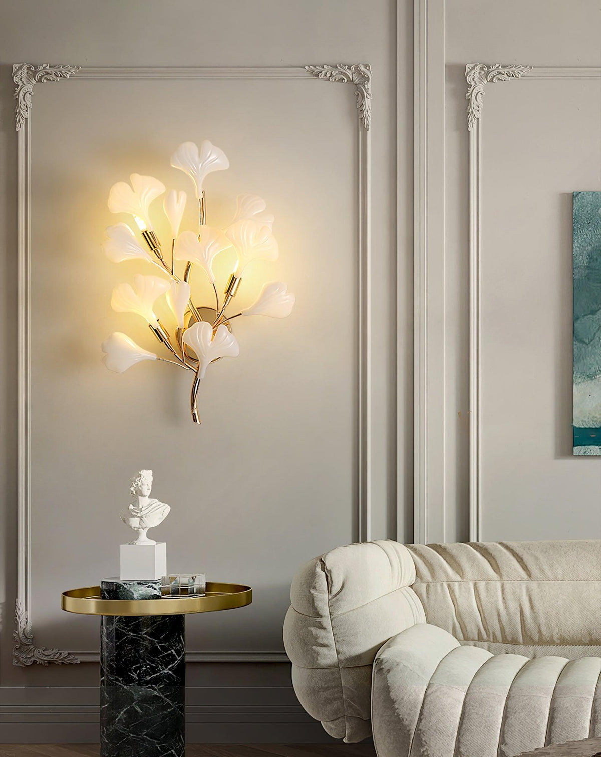 Teven Applique Murale Postmoderne Luxe Gingko Céramique-Cielum