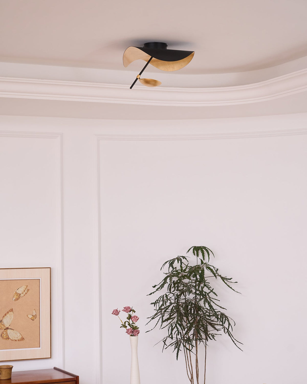 Even Plafonnier Abat-jour Courbé et Intérieur Doré-Cielum