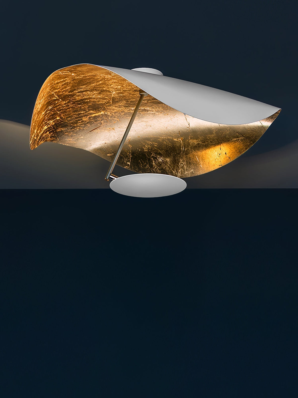 Even Plafonnier Abat-jour Courbé et Intérieur Doré-Cielum