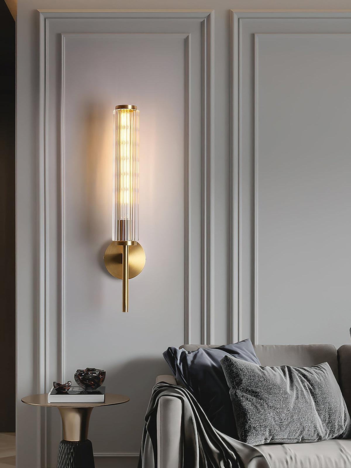 Seveno Applique Murale Linéaire en Laiton et Verre Premium-Cielum