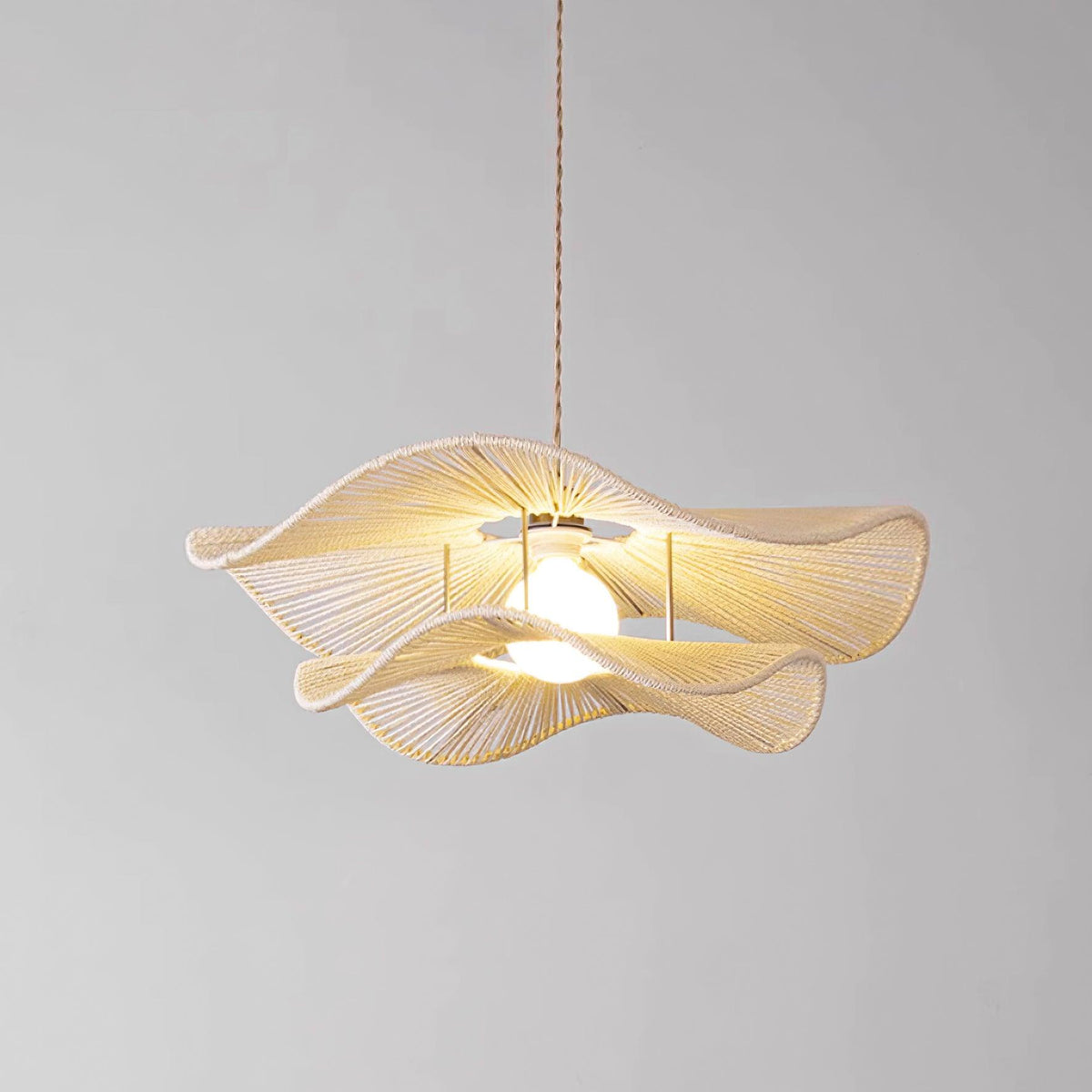 Solin Wave Rattan Pendant Light-Neutral Decor