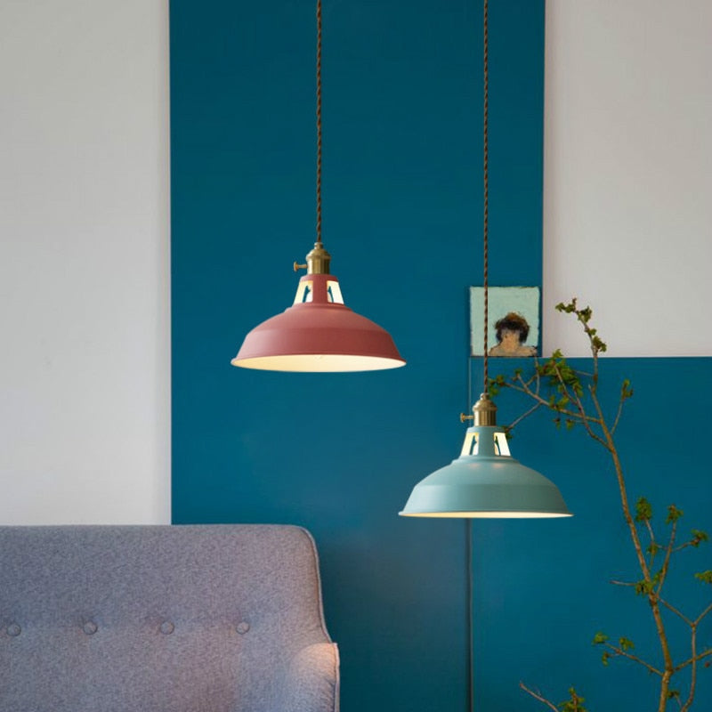 Naren Lampe Suspension Luminaire Vintage. Métal. Noir/Blanc. Salle à Manger-Cielum