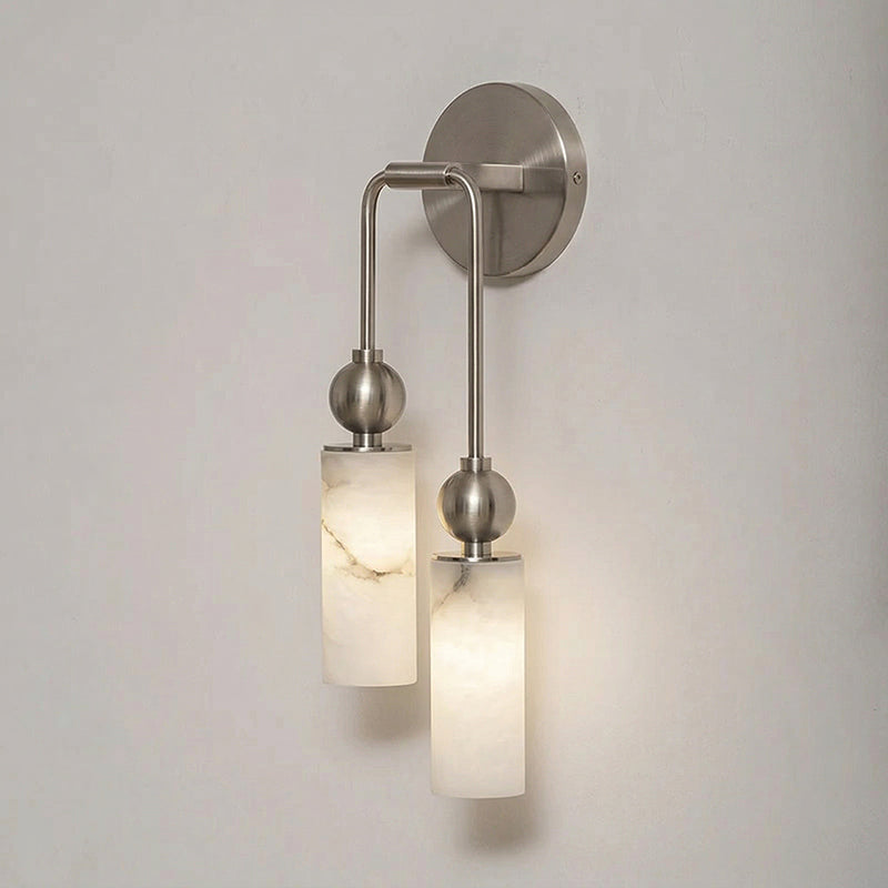 The Metro Alabaster Wall Lamp with a nickel finish showing its sleek profile.