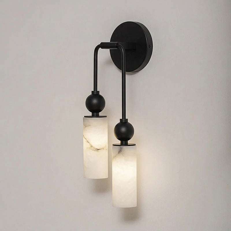 The Metro Alabaster Wall Lamp, 1-head version, turned on.