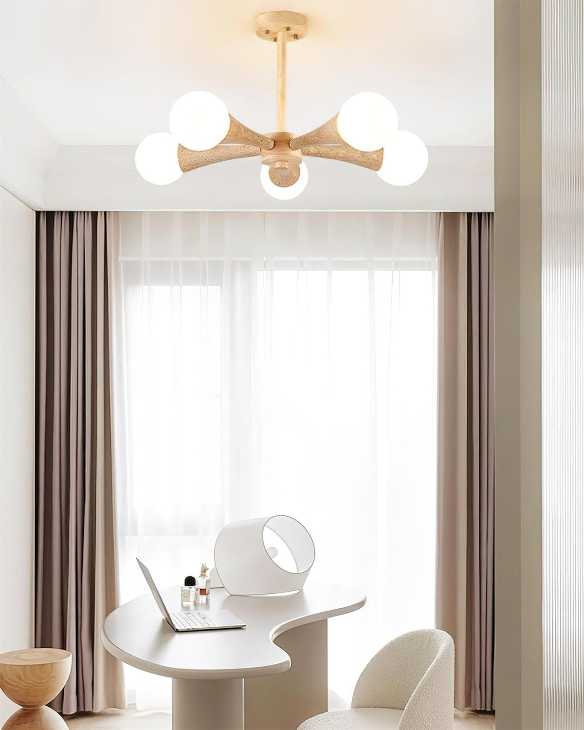 Ritta Flush Mount Ceiling Light Wood Travertine-Neutral Decor