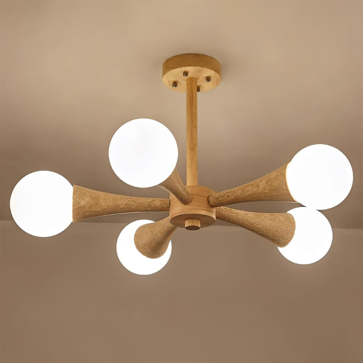 Ritta Flush Mount Ceiling Light Wood Travertine-Neutral Decor