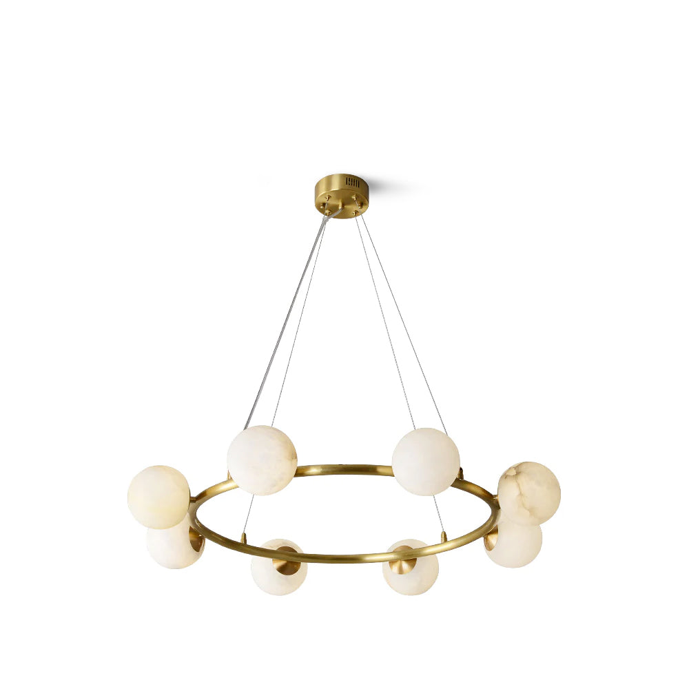 Helix Chandelier Alabaster Globe Halo-Neutral Decor