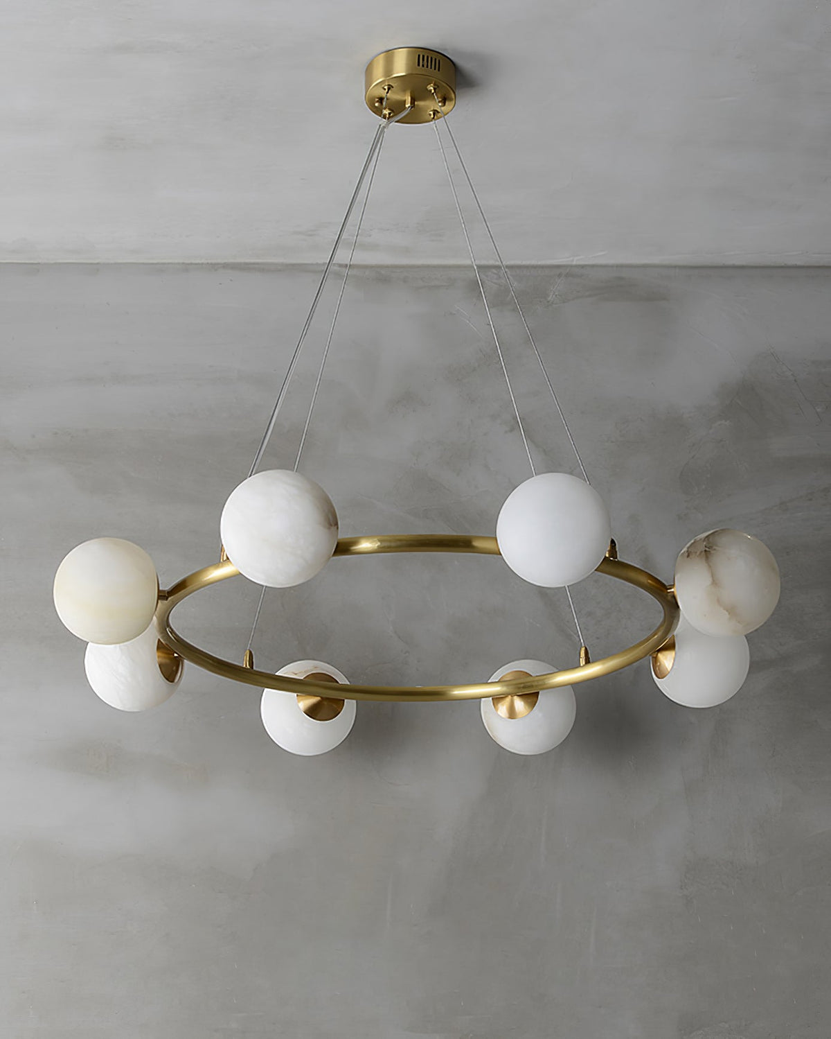 Helix Chandelier Alabaster Globe Halo-Neutral Decor